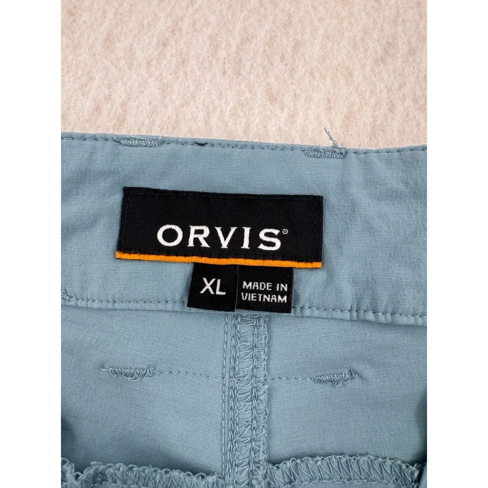Orvis Men XL Teal Nylon/Spandex Outdoor Hiking Performance Cargo Shorts Gorpcore